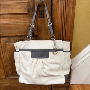 Coach Cream and Gray Tote Bag